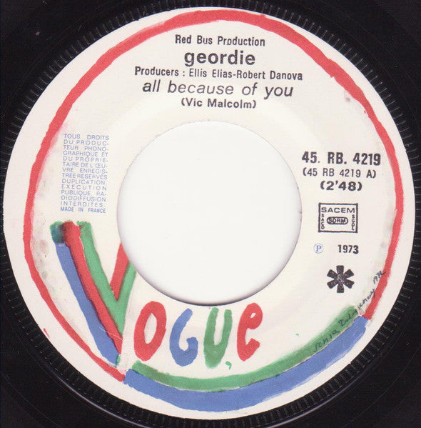 Geordie : All Because Of You (7", Single)