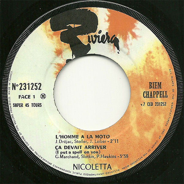 Nicoletta (2) : L'homme A La Moto (7", EP, Gat)