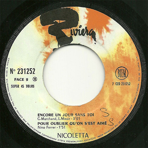 Nicoletta (2) : L'homme A La Moto (7", EP, Gat)