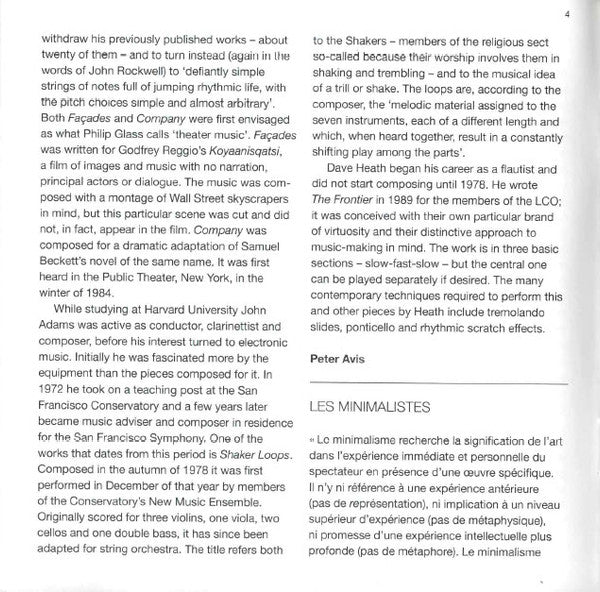 The London Chamber Orchestra ⋅ John Adams / Philip Glass / Steve Reich / Dave Heath : Minimalist (CD, Album)