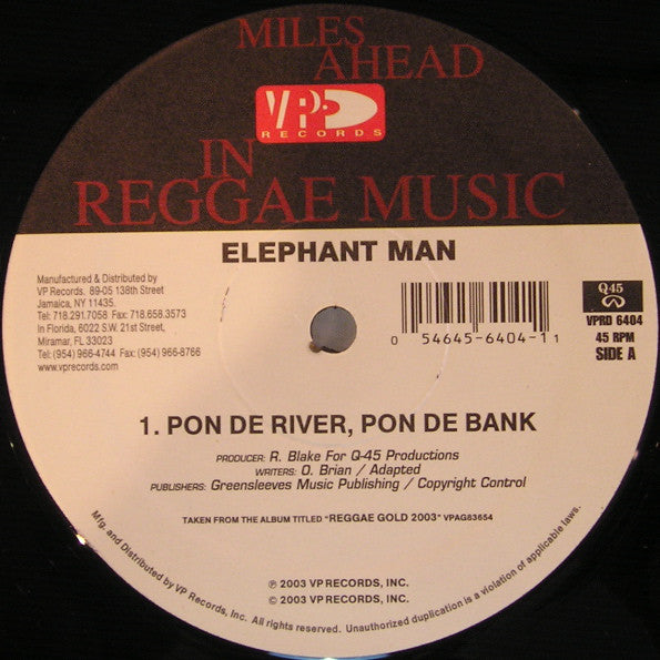 Elephant Man : Pon De River, Pon De Bank / All Out (12")