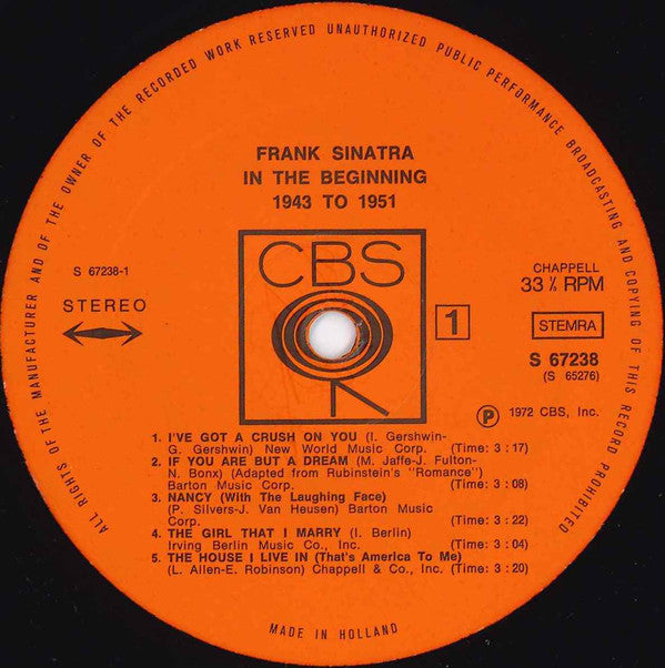 Frank Sinatra : In The Beginning 1943 To 1951 (2xLP, Comp)