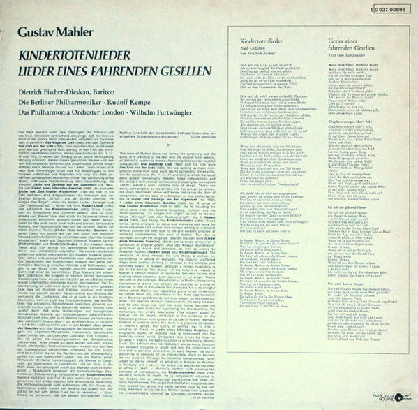 Gustav Mahler, Die Berliner Philharmoniker*, Rudolf Kempe / Das Philharmonia Orchester London*, Wilhelm Furtwängler, Dietrich Fischer-Dieskau : Kindertotenlieder / Lieder Eines Fahrenden Gesellen (LP, Comp)