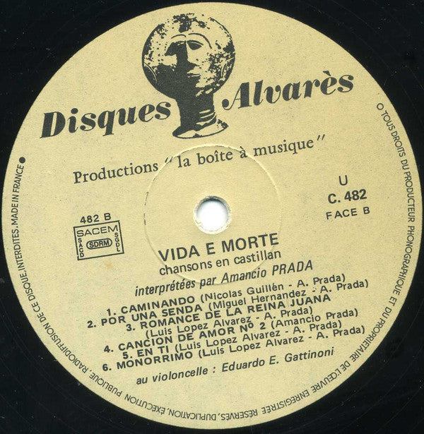 Amancio Prada : Vida E Morte (LP, Album, RE)