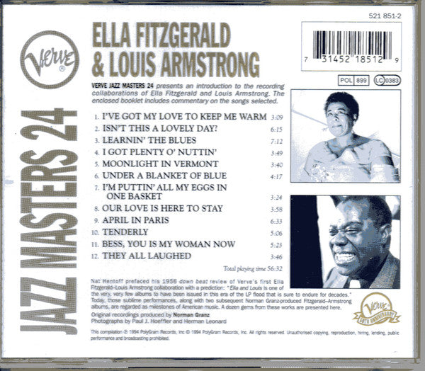 Ella Fitzgerald & Louis Armstrong : Verve Jazz Masters 24 (CD, Comp)