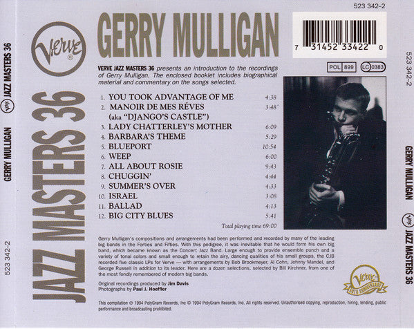 Gerry Mulligan : Verve Jazz Masters 36 (CD, Comp)