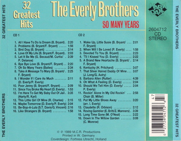 Everly Brothers : 32 Greatest Hits / So Many Years (2xCD, Comp)
