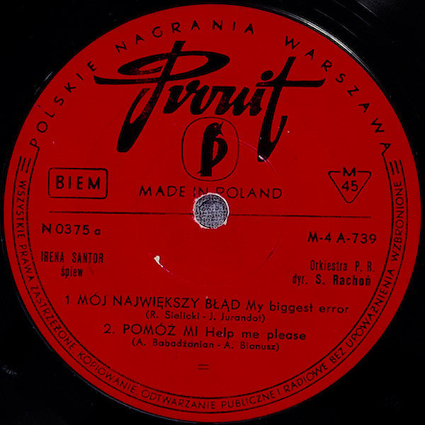 Irena Santor : Mój Największy Błąd (7", EP, Mono)
