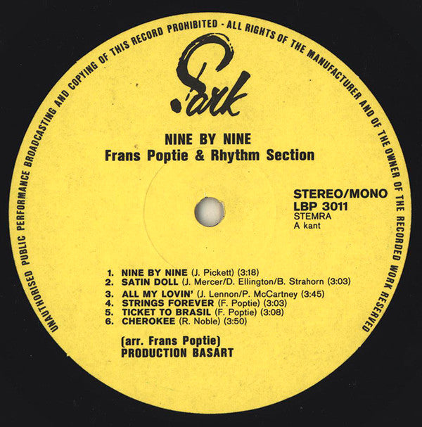 Frans Poptie & Rhythm Section : Nine By Nine (LP)
