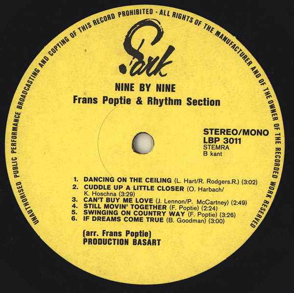 Frans Poptie & Rhythm Section : Nine By Nine (LP)