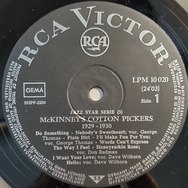 McKinney's Cotton Pickers : McKinney's Cotton Pickers 1929-1930 (LP, Comp, Mono)