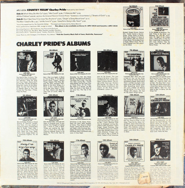 Charley Pride : Country Feelin' (LP, Album)