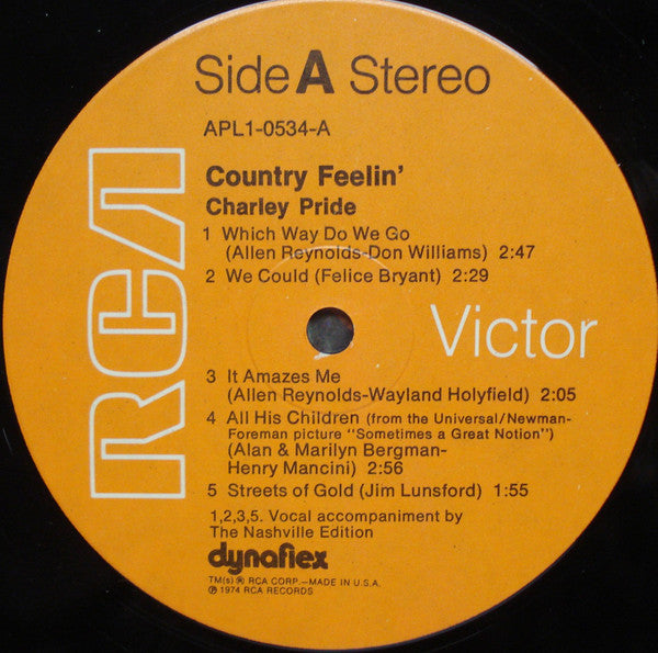 Charley Pride : Country Feelin' (LP, Album)