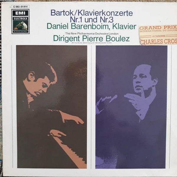 Béla Bartók - Daniel Barenboim / New Philharmonia Orchestra / Pierre Boulez : Klavierkonzerte Nr.1 Und Nr.3 (LP)