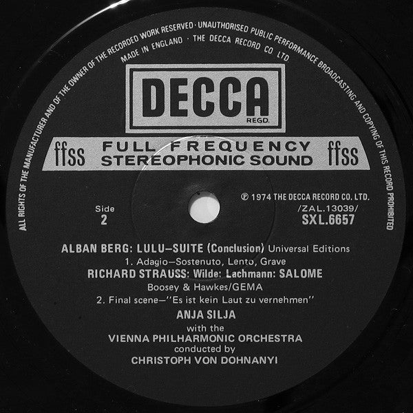 Alban Berg / Richard Strauss, Wiener Philharmoniker, Christoph von Dohnányi With Anja Silja : Lulu - Suite / Salome - Final Scene (LP)