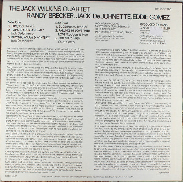 The Jack Wilkins Quartet : Merge (LP, Album)
