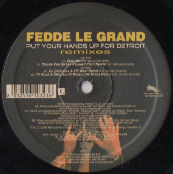 Fedde Le Grand : Put Your Hands Up For Detroit (Remixes)  (12", Promo)