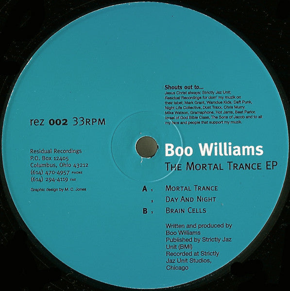 Boo Williams : The Mortal Trance EP (12", EP)