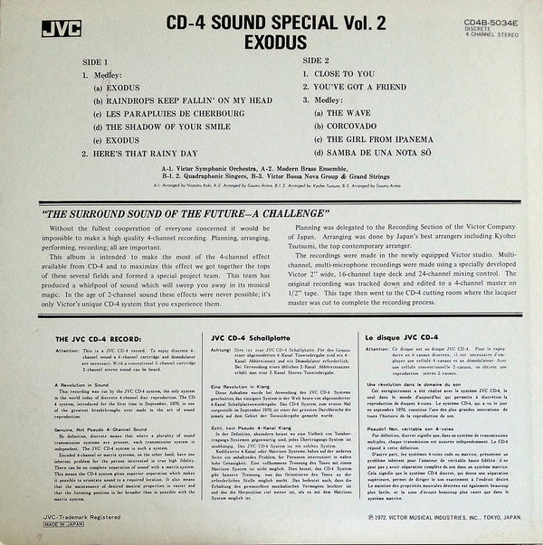 Victor Symphonic Orchestra, Modern Brass Ensemble, Quadrophonic Singers, Victor Bossa Nova Group & Grand Strings : Exodus (LP, Album, Quad)