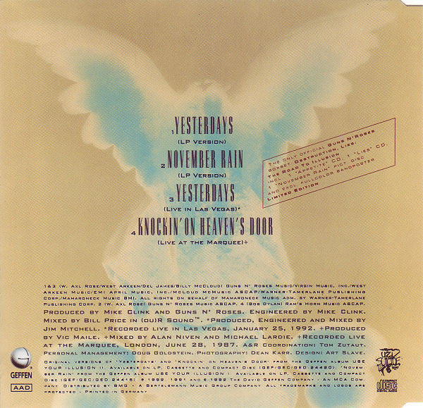 Guns N' Roses : Yesterdays (CD, Maxi)