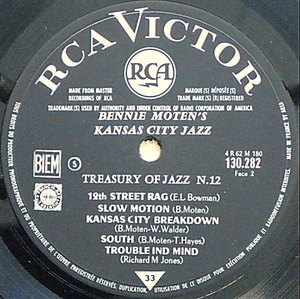 Bennie Moten's Kansas City Orchestra : Bennie Moten's Kansas City Jazz (10", Comp, Bla)