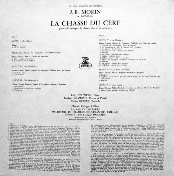 Jean-Baptiste Morin Dir. Jean-François Paillard : La Chasse Du Cerf (LP)