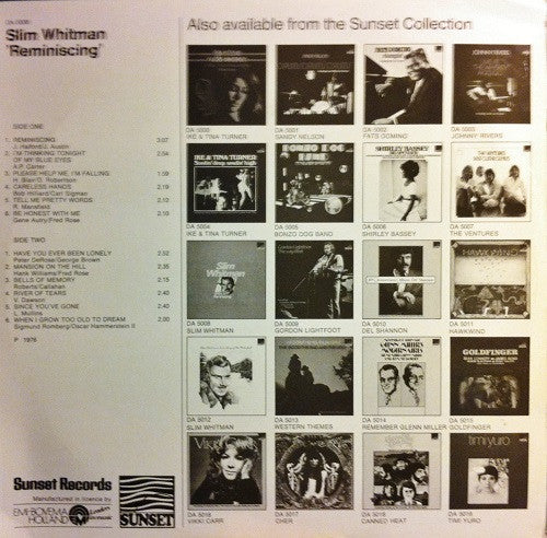Slim Whitman : Reminiscing (LP, Album, RE)