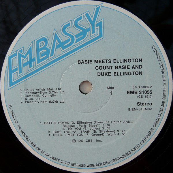 Count Basie And Duke Ellington : Basie Meets Ellington (LP, Album, RE)