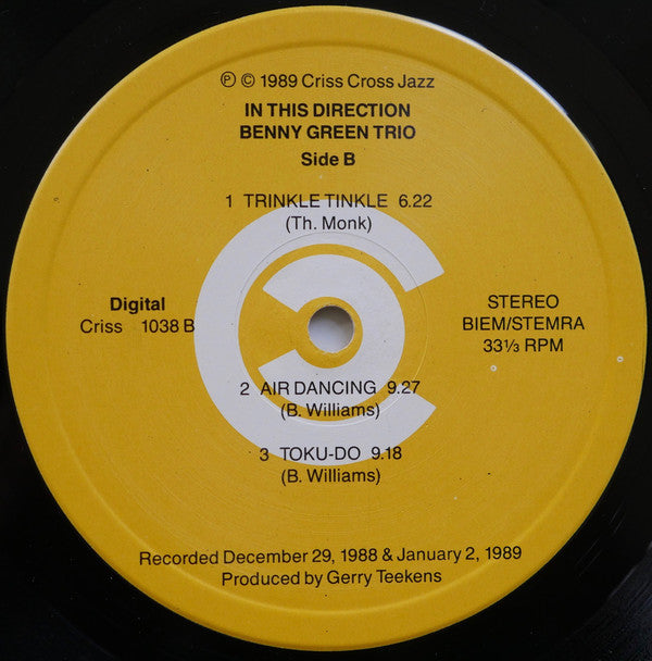The Benny Green Trio Featuring Buster Williams & Lewis Nash : In This Direction (LP, Album)