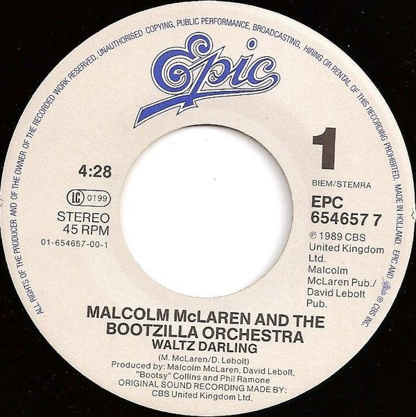 Malcolm McLaren And The Bootzilla Orchestra : Waltz Darling (7", Single)