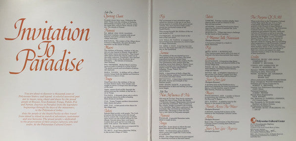 Polynesian Cultural Center : Invitation To Paradise (LP, Album)