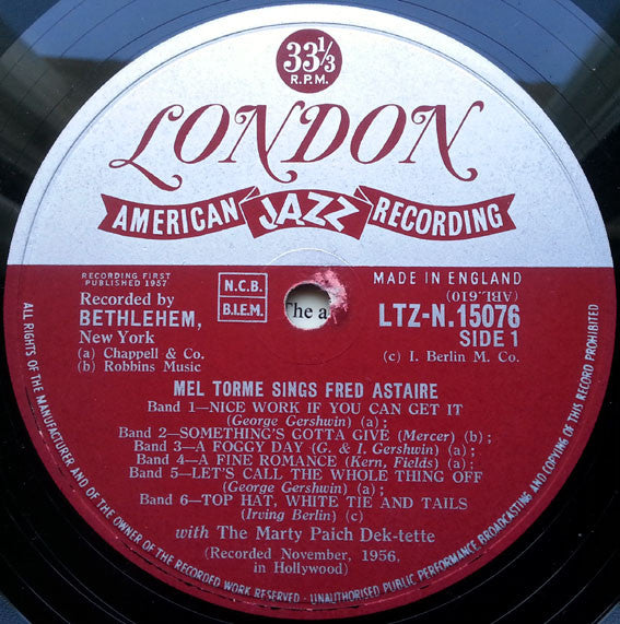 Mel Tormé : Sings Fred Astaire (LP, Mono)