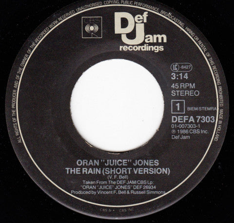 Oran 'Juice' Jones : The Rain (7", Single)