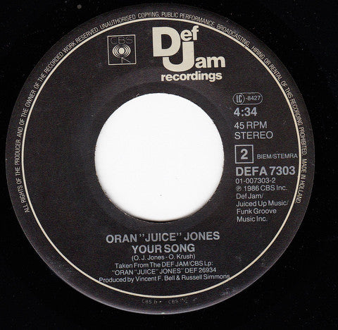Oran 'Juice' Jones : The Rain (7", Single)