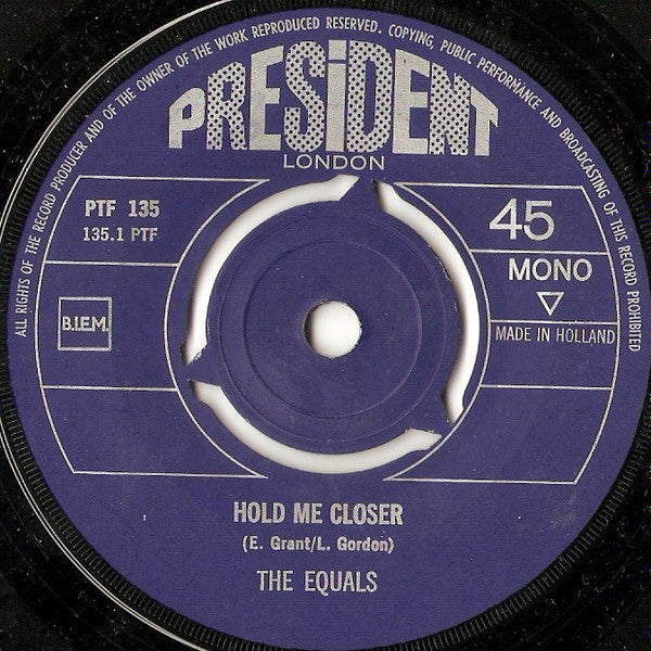 The Equals : Hold Me Closer / Baby Come Back (7", Single, Mono)