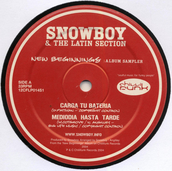 Snowboy & The Latin Section : New Beginnings (Album Sampler) (12", Smplr)