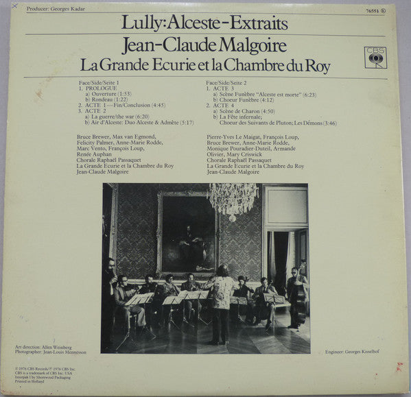 Jean-Baptiste Lully - Jean-Claude Malgoire • La Grande Ecurie Et La Chambre Du Roy : • A • L • C • E • S • T • E • (Extraits / Auszüge) (LP)