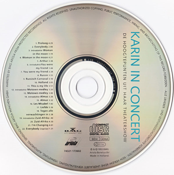 Karin Bloemen : Karin In Concert (CD, Album)