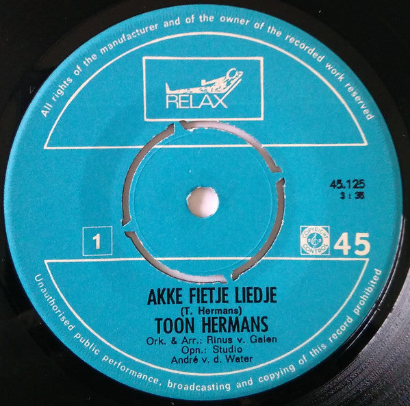 Toon Hermans : Akke, Fietje / Boerenkermis  (7", Single)