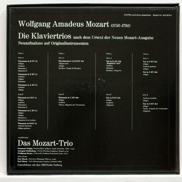 Wolfgang Amadeus Mozart - Das Mozart-Trio : Sämtliche Klaviertrios Nach Dem Urtext Der Neuen Mozart-Ausgabe (4xLP + Box)