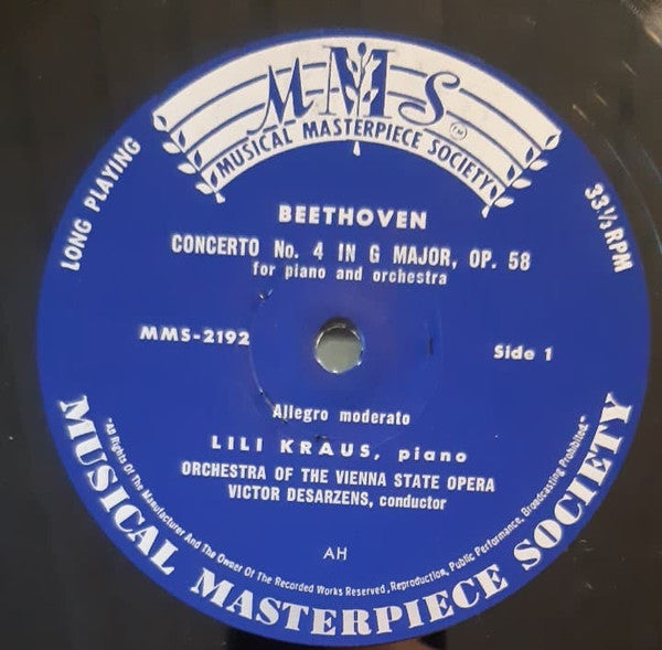 Ludwig van Beethoven / Lili Kraus / Orchester Der Wiener Staatsoper , Leitung:  Victor Desarzens : Klavierkonzert Nr. 4 In G-Dur / Rondo In B-Dur Für Klavier Und Orchester (LP, Mono)