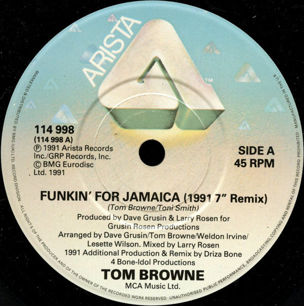 Tom Browne : Funkin' For Jamaica (1991 Remix) (7", Single)