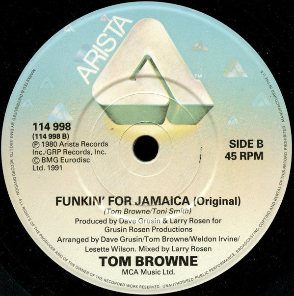 Tom Browne : Funkin' For Jamaica (1991 Remix) (7", Single)