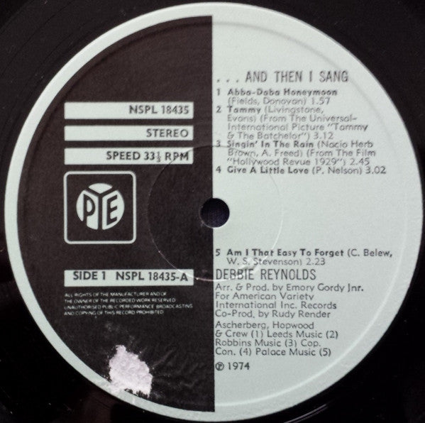Debbie Reynolds : ..."And Then I Sang" (LP, Album)