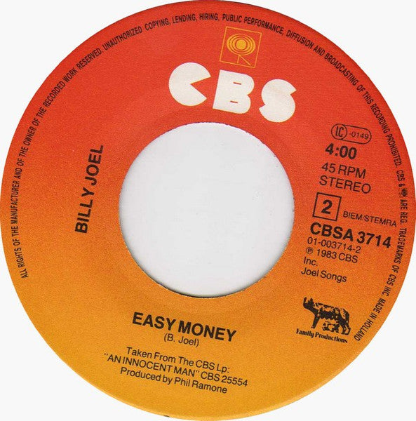 Billy Joel : Leave A Tender Moment Alone (7")