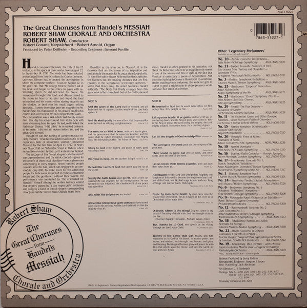 Robert Shaw : The Great Choruses From Handel's Messiah (LP)