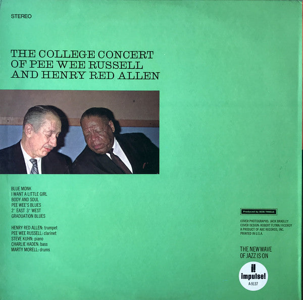 Pee Wee Russell And Henry "Red" Allen : The College Concert Of Pee Wee Russell And Henry Red Allen (LP, Album, Gat)