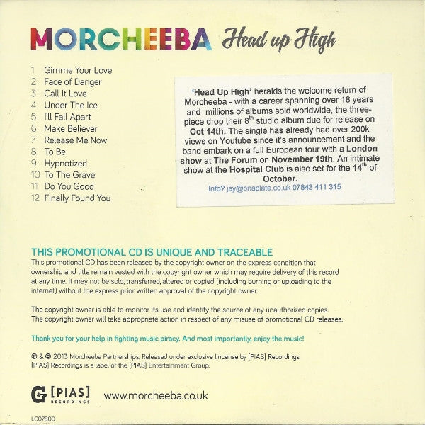 Morcheeba : Head Up High (CDr, Album, Copy Prot., Promo)