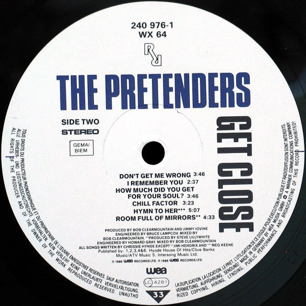 The Pretenders : Get Close (LP, Album, Rec)