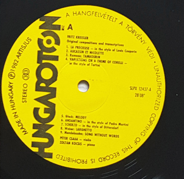 Fritz Kreisler, Péter Csaba, Zoltán Kocsis : In The Style Of... (LP)